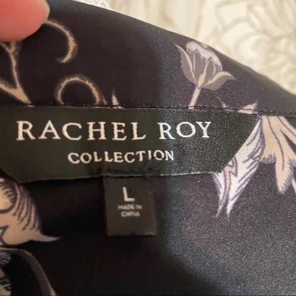 Rachel Roy black floral blouson wrap top - Picture 5 of 5